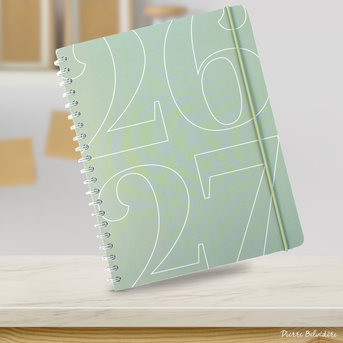 AGENDA ACADÉMIQUE 2026-2027- LARGE  1S/2P- VERT SAUGE