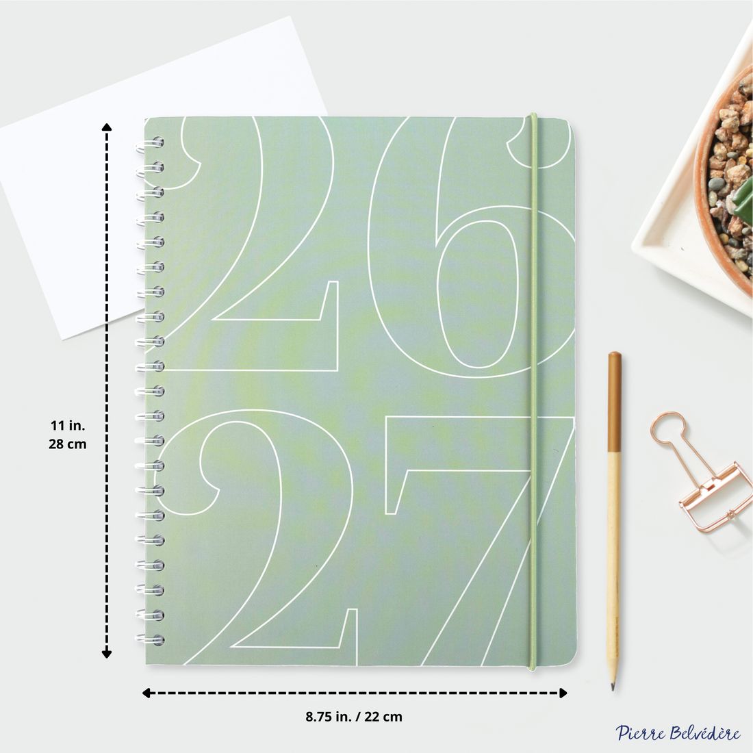 AGENDA ACADÉMIQUE 2026-2027- LARGE  1S/2P- VERT SAUGE