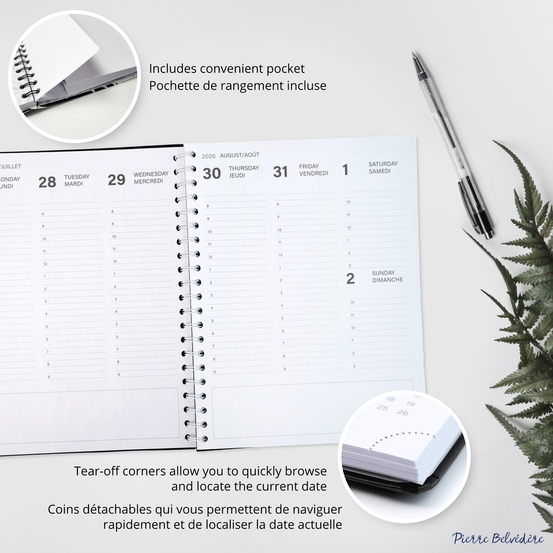 AGENDA ACADÉMIQUE 2026-2027- LARGE  1S/2P- NOIR