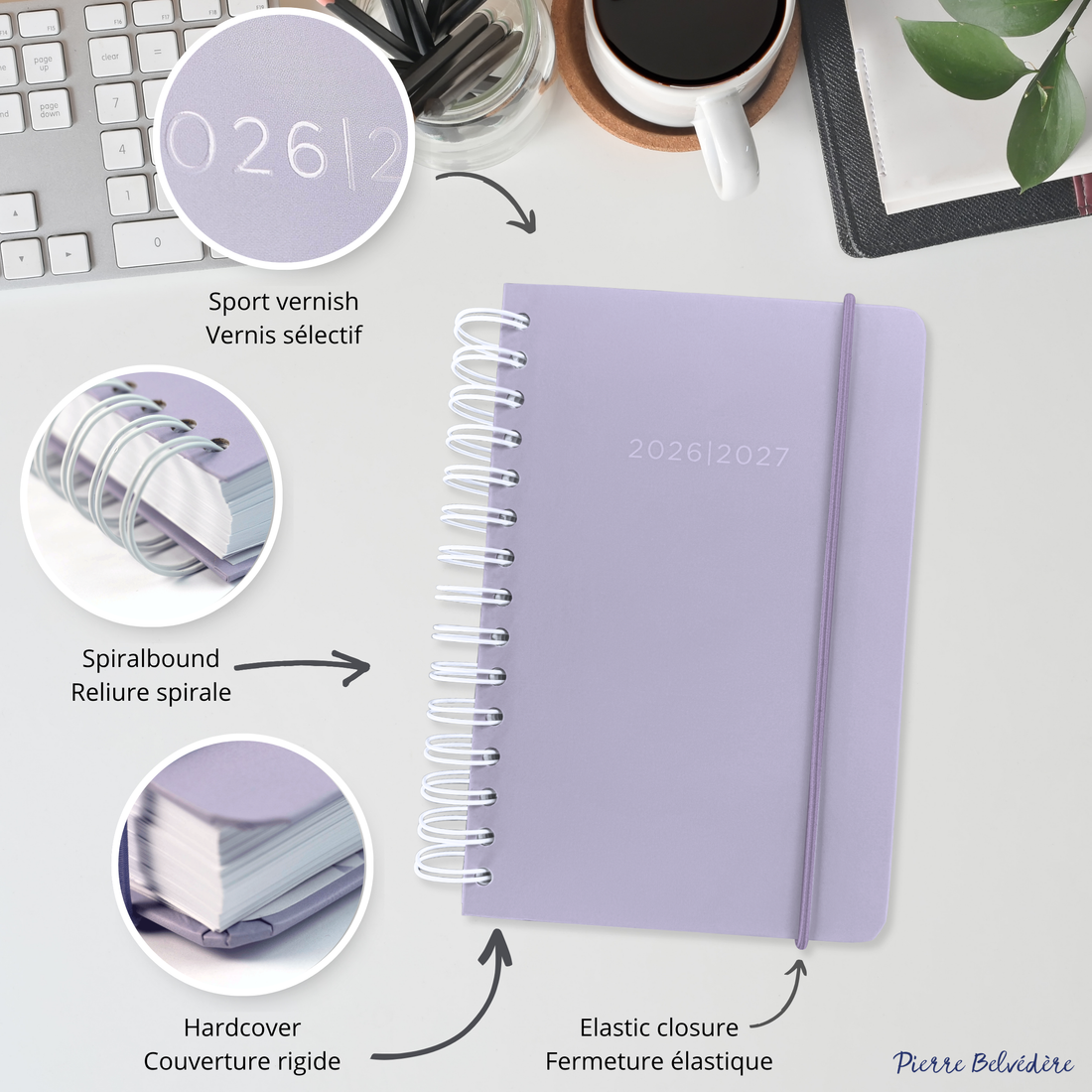 AGENDA ACADÉMIQUE 2026-2027- PETIT 1J / 1 P - MAUVE PASTEL