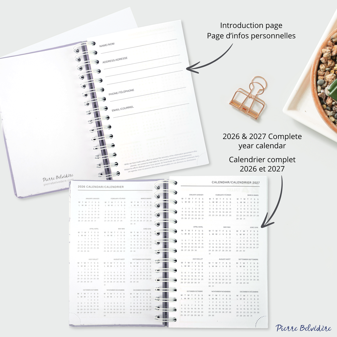 AGENDA ACADÉMIQUE 2026-2027- PETIT 1J / 1 P - MAUVE PASTEL