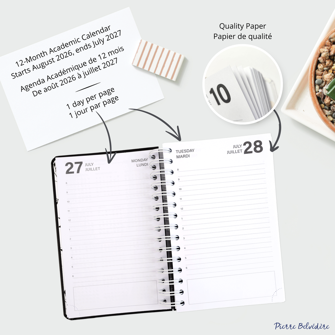 AGENDA ACADÉMIQUE 2026-2027- PETIT 1J / 1 P - NOIR