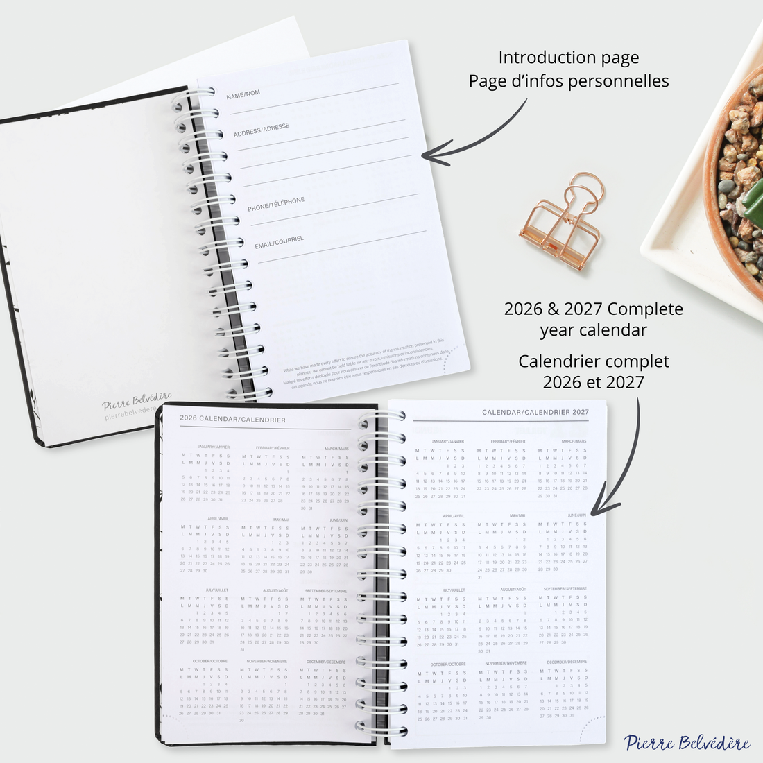 AGENDA ACADÉMIQUE 2026-2027- PETIT 1J / 1 P - NOIR