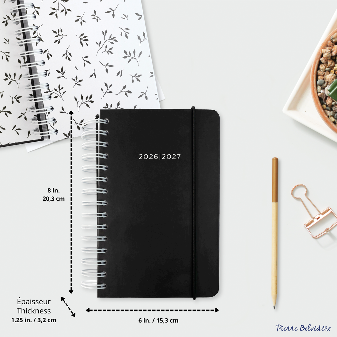 AGENDA ACADÉMIQUE 2026-2027- PETIT 1J / 1 P - NOIR