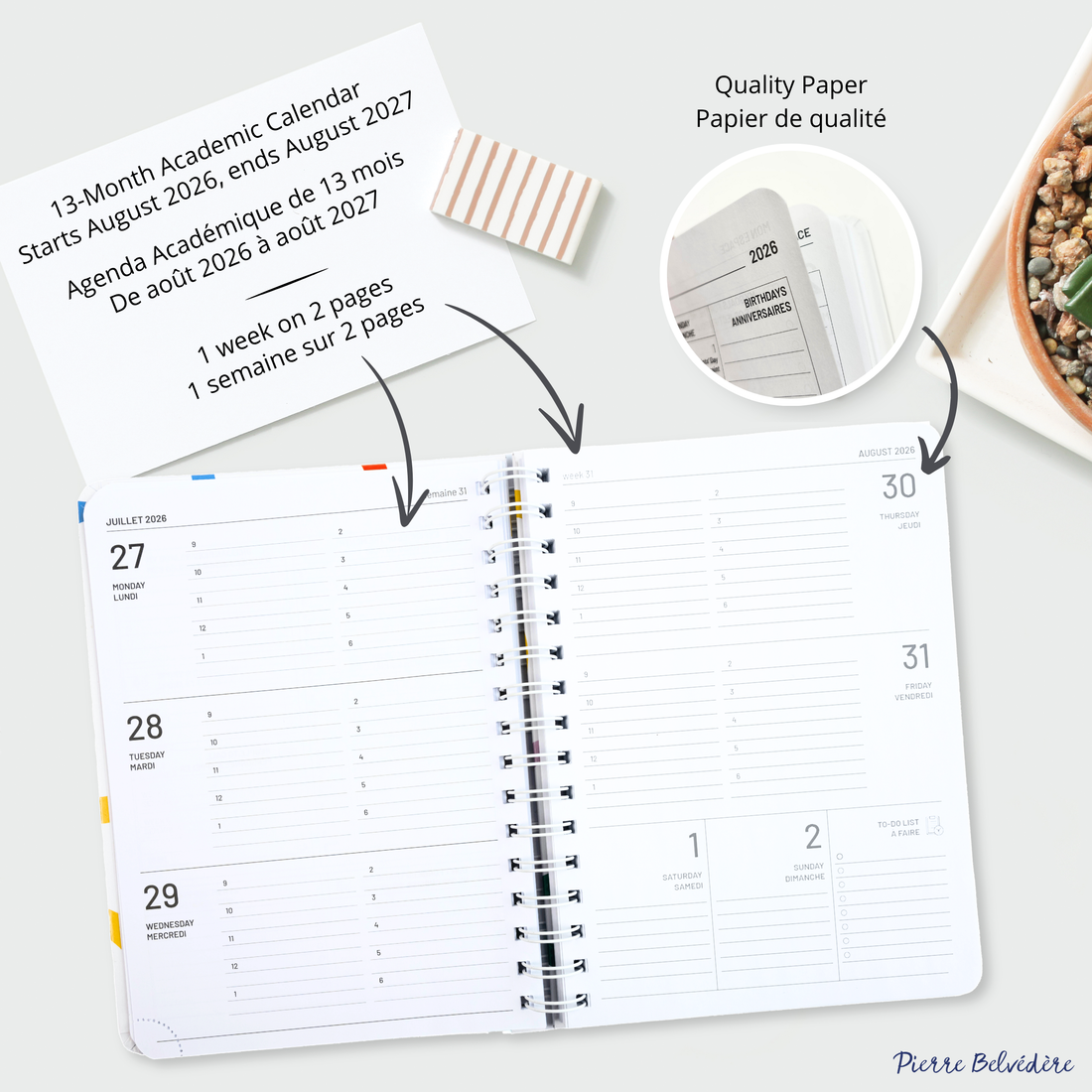 ACADEMIC AGENDA 2026-2027- MEDIUM 1W/2P- COLOURED LINES