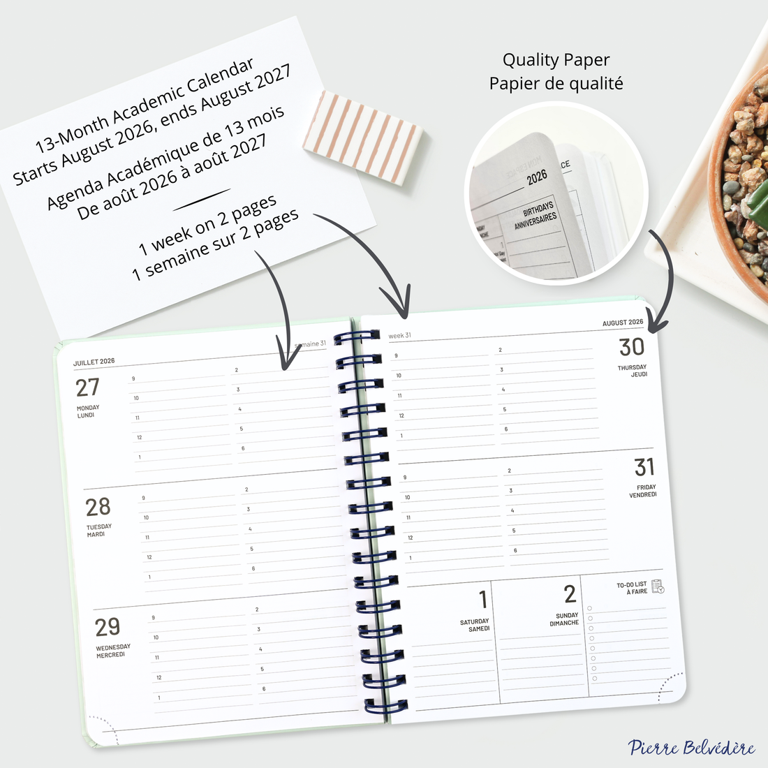 AGENDA ACADÉMIQUE 2026-2027- MOYEN 1S/2P- TRIO DE FLEURS