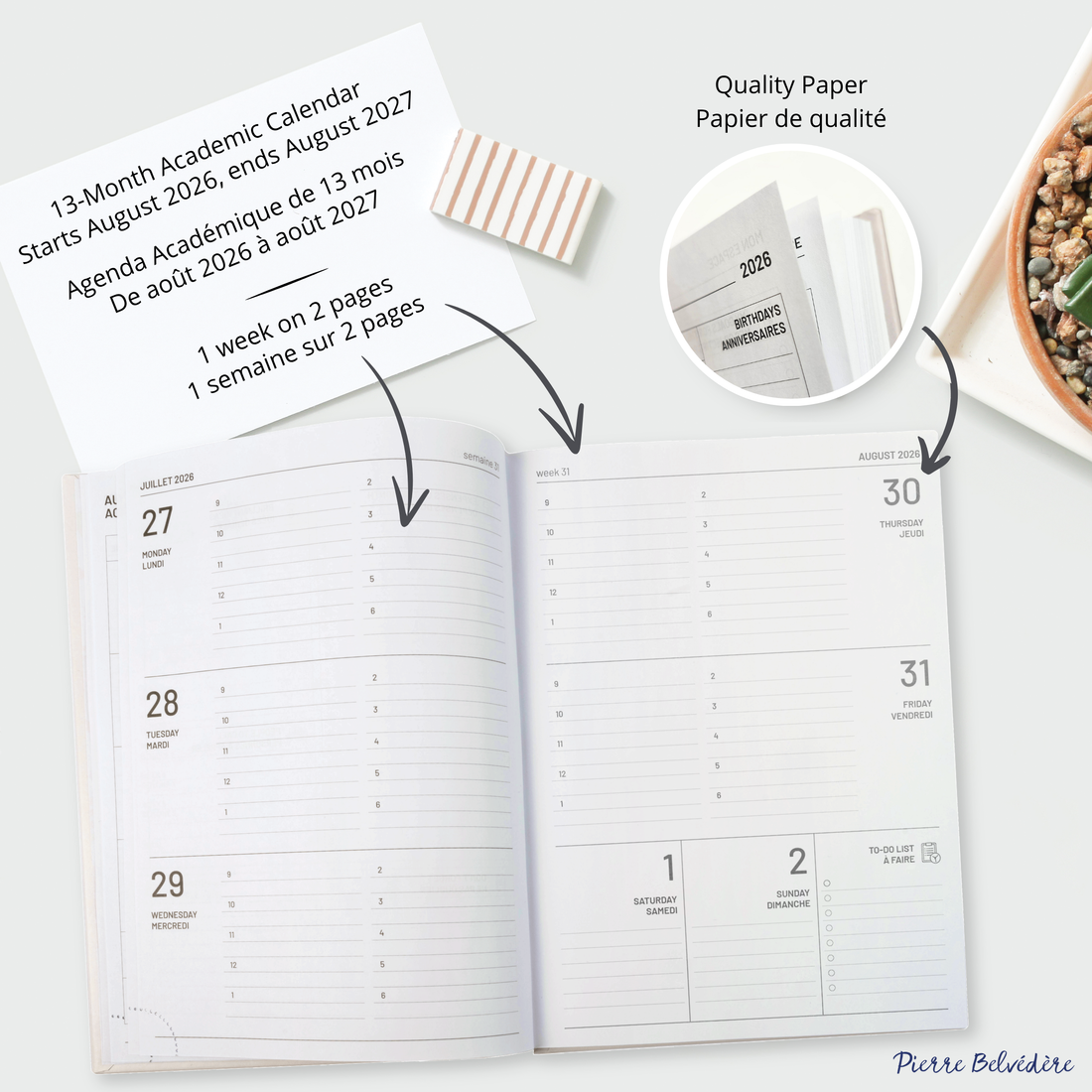 AGENDA ACADÉMIQUE 2026-2027- MOYEN 1S/2P- STUDIO