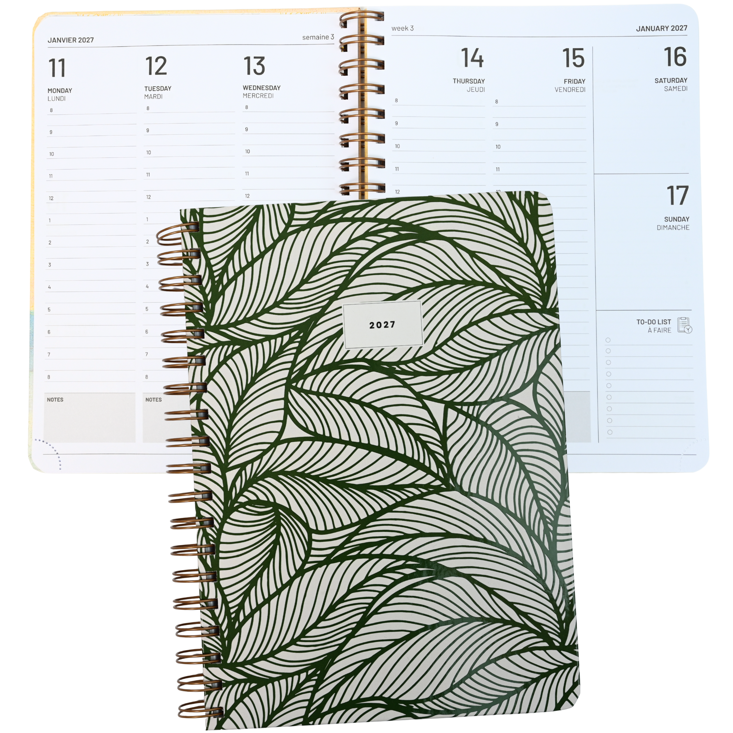 ANNUAL AGENDA 2027- MEDIUM- 1 W/2P- GREEN LEAVES
