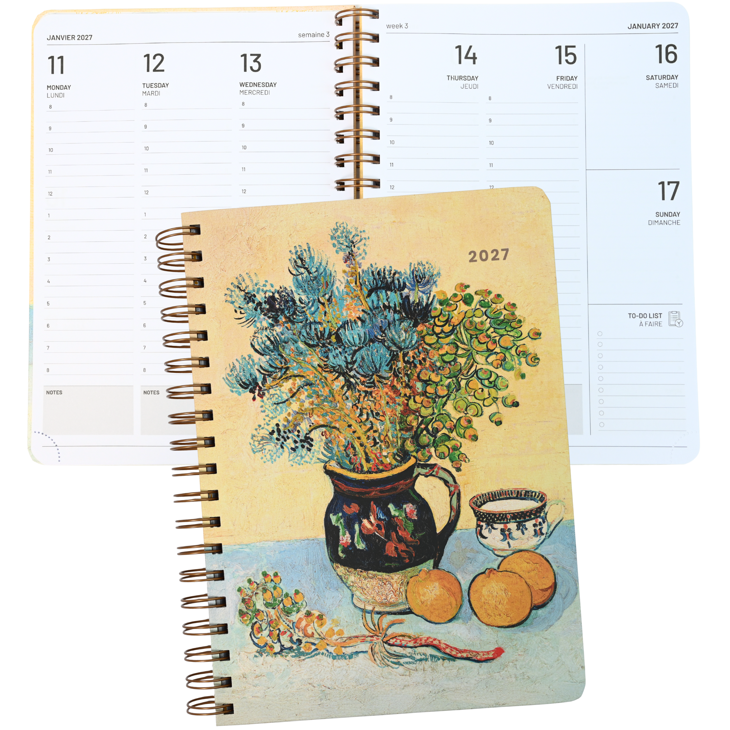 ANNUAL AGENDA 2027- MEDIUM- 1 W/2P- VASE AND LEMONS