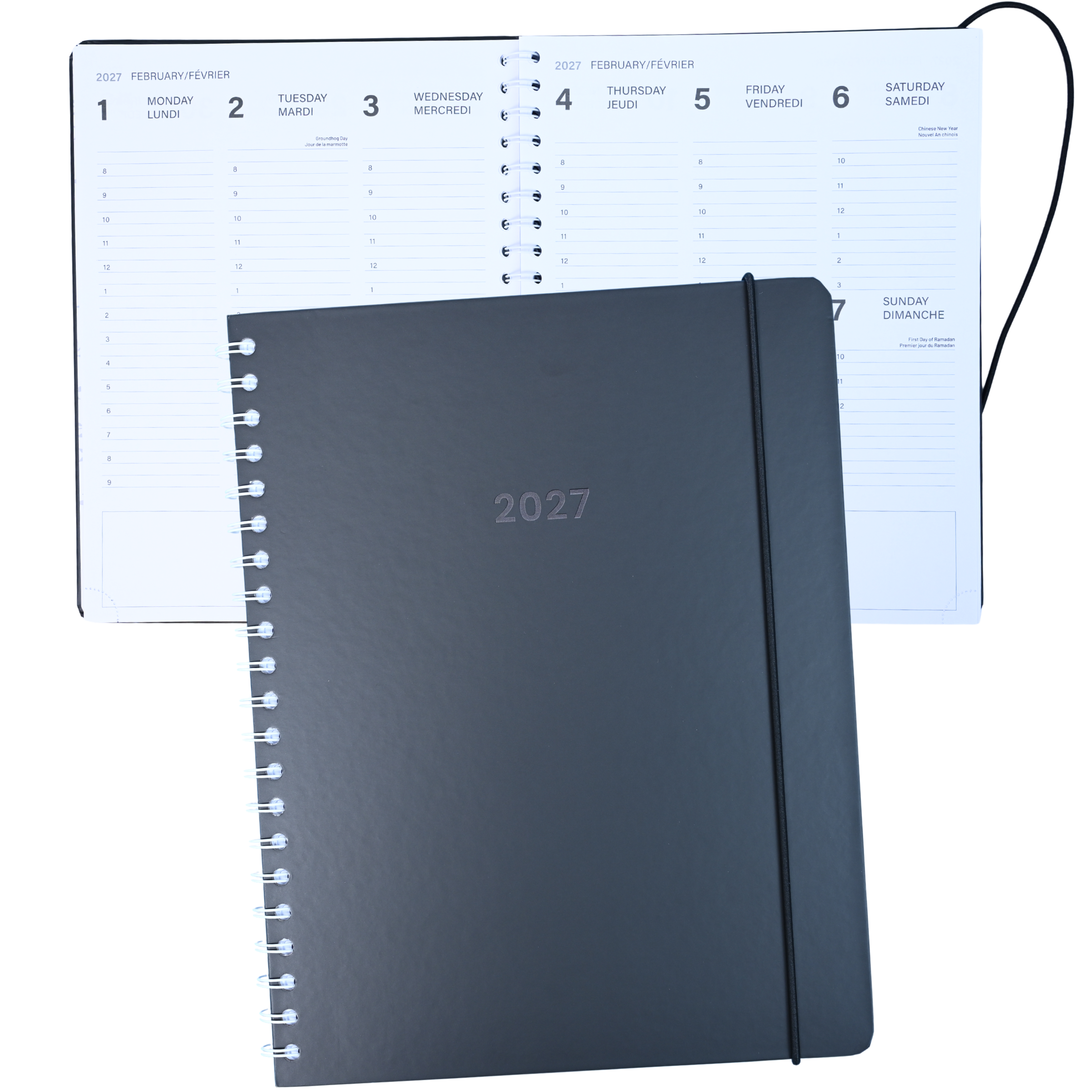 ANNUAL AGENDA 2027- LARGE-1W/2P- BLACK