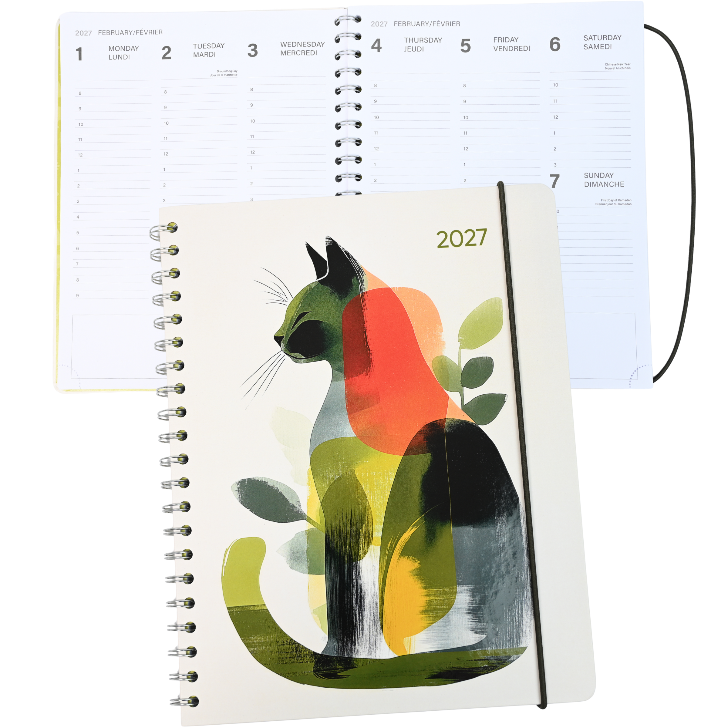 ANNUAL AGENDA 2027- LARGE-1W/2P- WATERCOLOUR KITTY