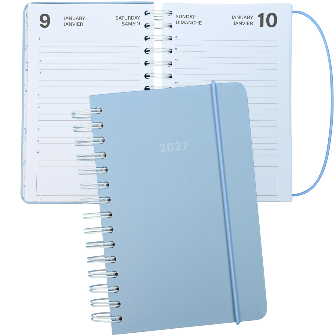 AGENDA ANNUEL 2027- PETIT-1J/1P- BLEU CÉRULÉEN
