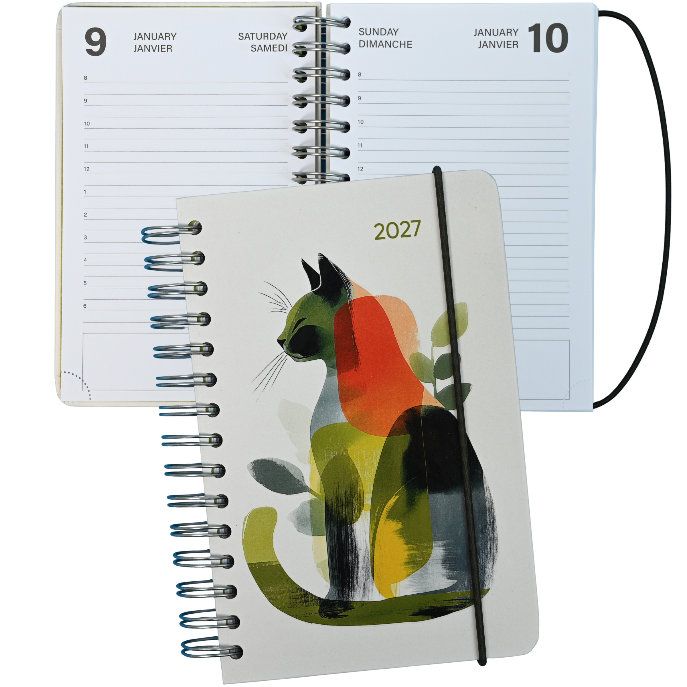 ANNUAL AGENDA 2027- SMALL- 1D/1P- WATERCOLOUR KITTY