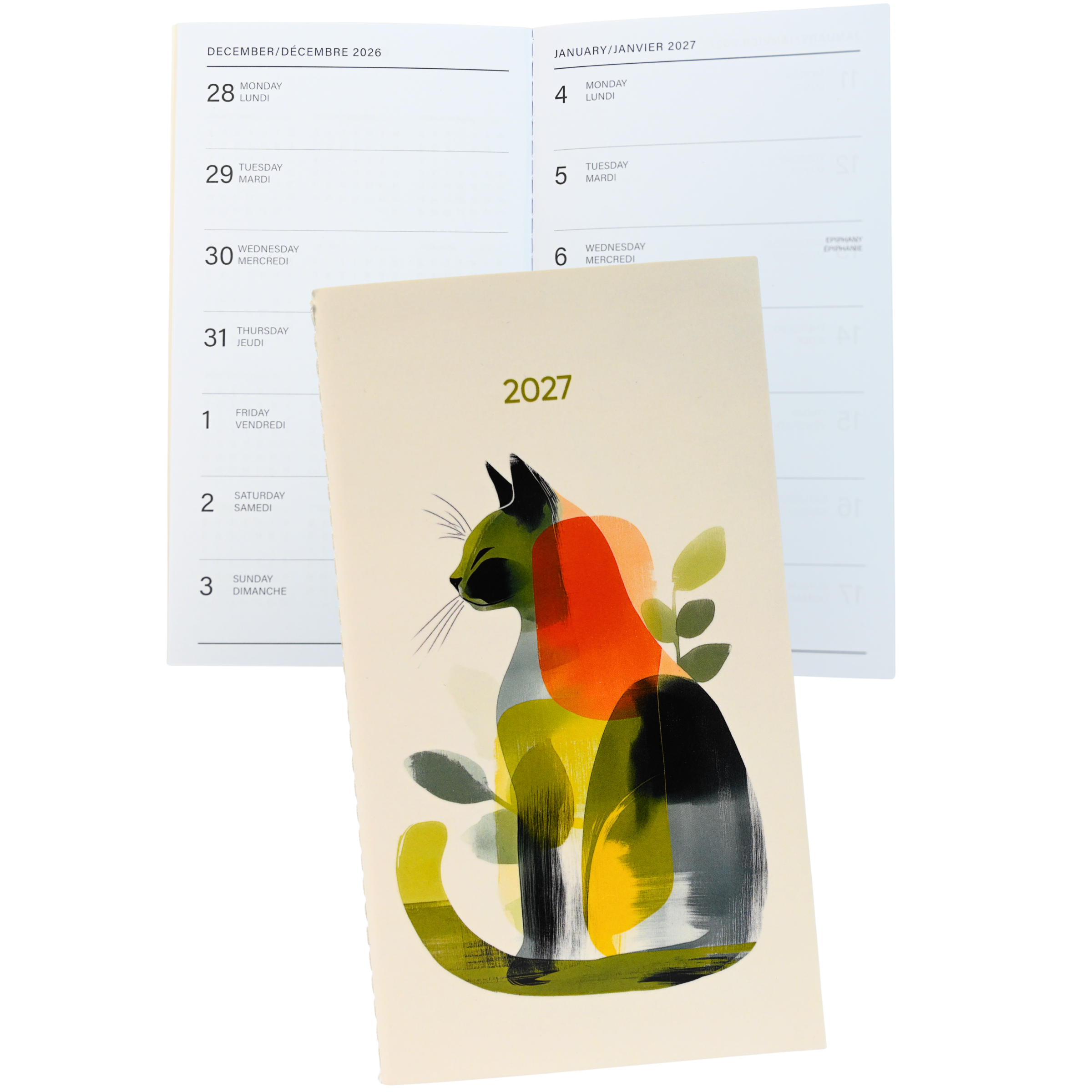 ANNUAL AGENDA 2027- MINI- 2W/2P- WATERCOLOUR KITTY