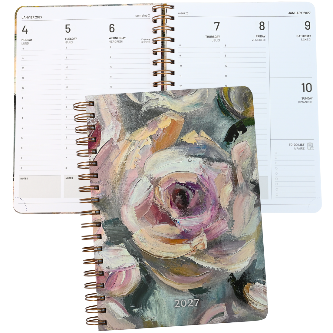 AGENDA ANNUEL 2027- MOYEN- 1S/2P- TOILE FLEURIE