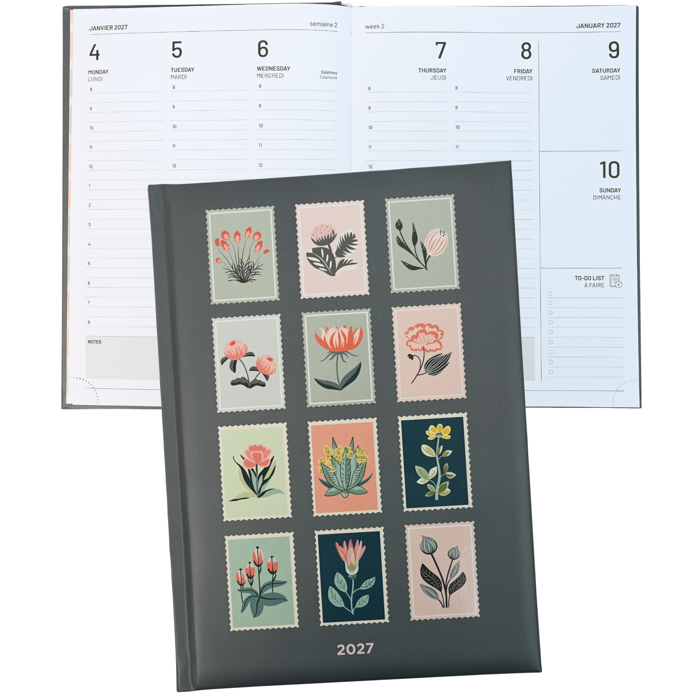 ANNUAL AGENDA 2027- MEDIUM- 1 W/2P- VINTAGE FLORA