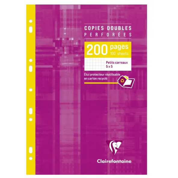 Feuille double copie 200P 21x29,7cm CLAIREFONTAINE