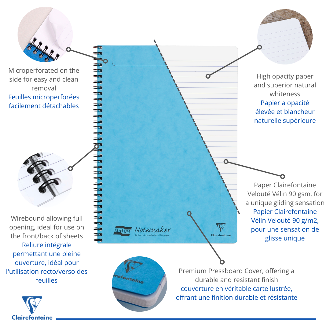Bloc-Notes ligné 120P  8¼X11¾ Turquoise CLAIREFONTAINE