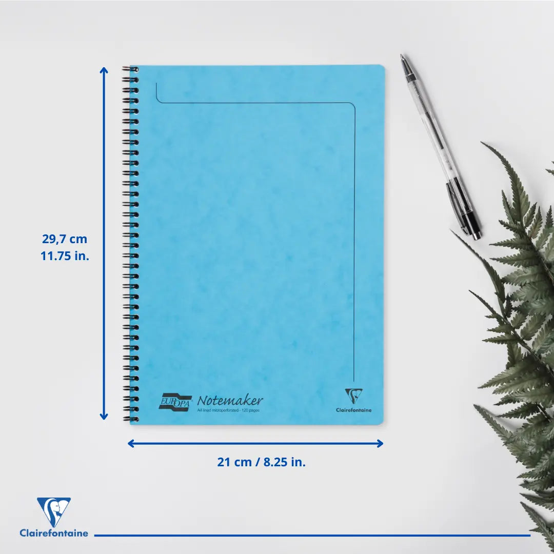 Europa cahier reliure intégrale ligné -turquoise- A4. 120 pages (21x29,7cm) CLAIREFONTAINE