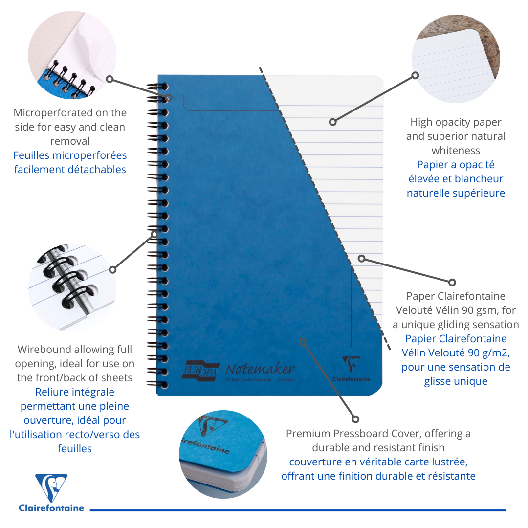 Bloc-Notes  ligné 120P 5¾X8¾ Bleu CLAIREFONTAINE