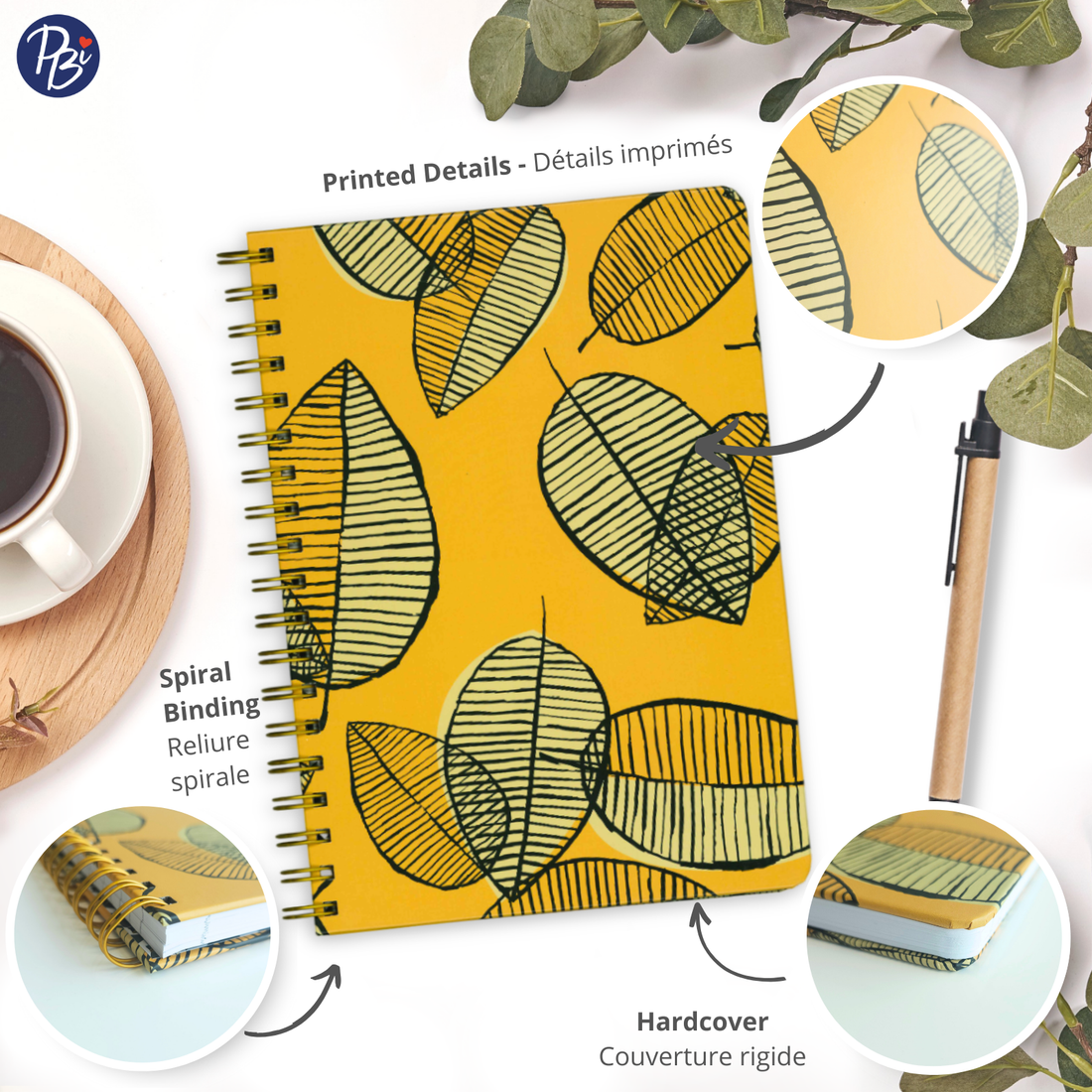 CAHIER DE NOTES - GRAND - FEUILLES JAUNES PBI LIVRES NOTES
