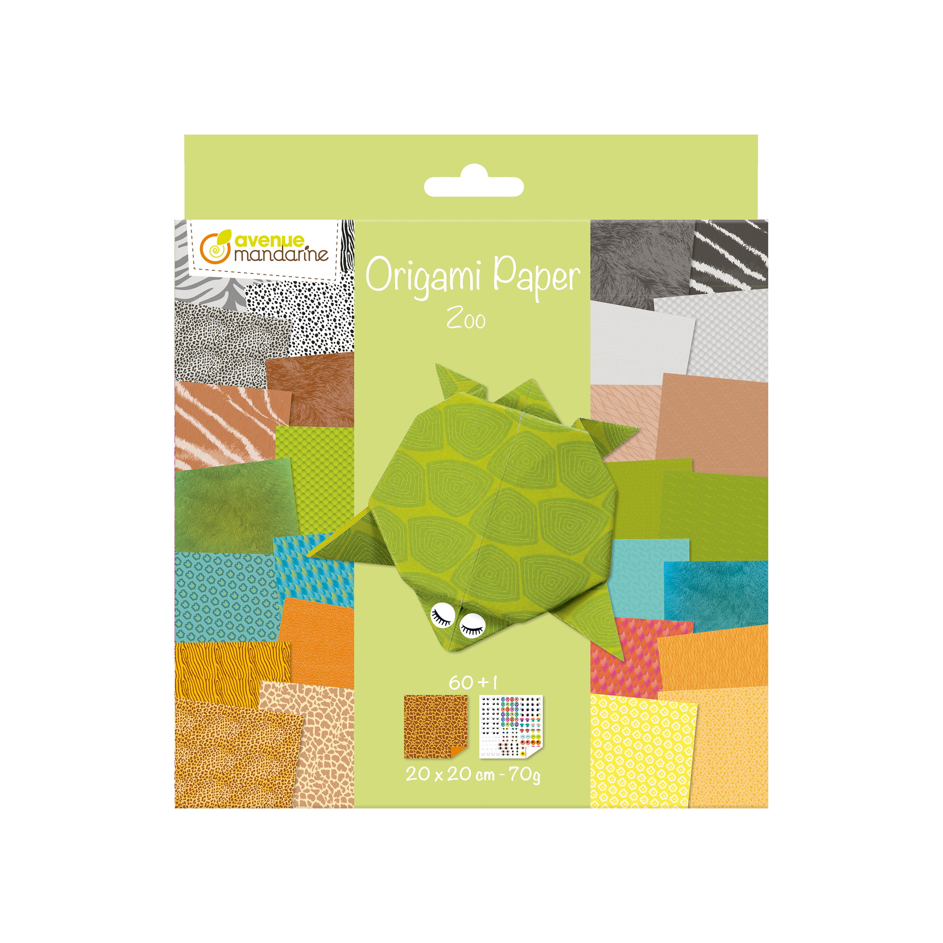 Papier Origami Papier Zoo pochette de 60 feuilles 3 formats - MY MANDARINE