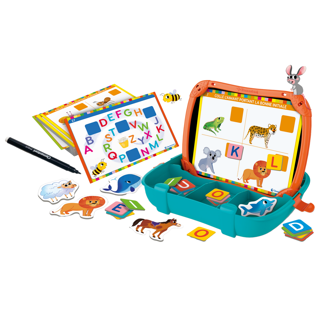 ÉTUI MAGNÉTIQUE - LETTRES ET ANIMAUX CLEMENTONI