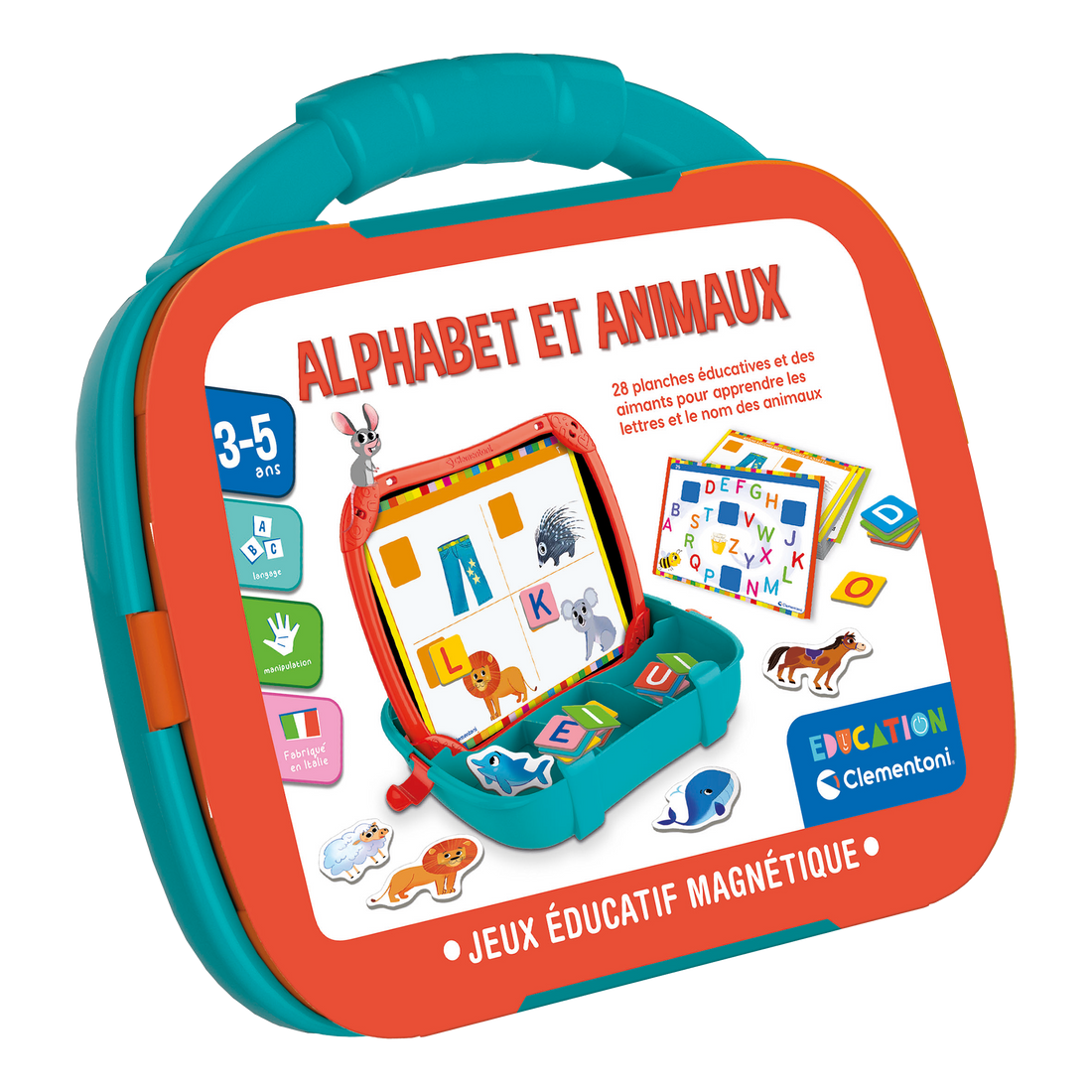 ÉTUI MAGNÉTIQUE - LETTRES ET ANIMAUX CLEMENTONI