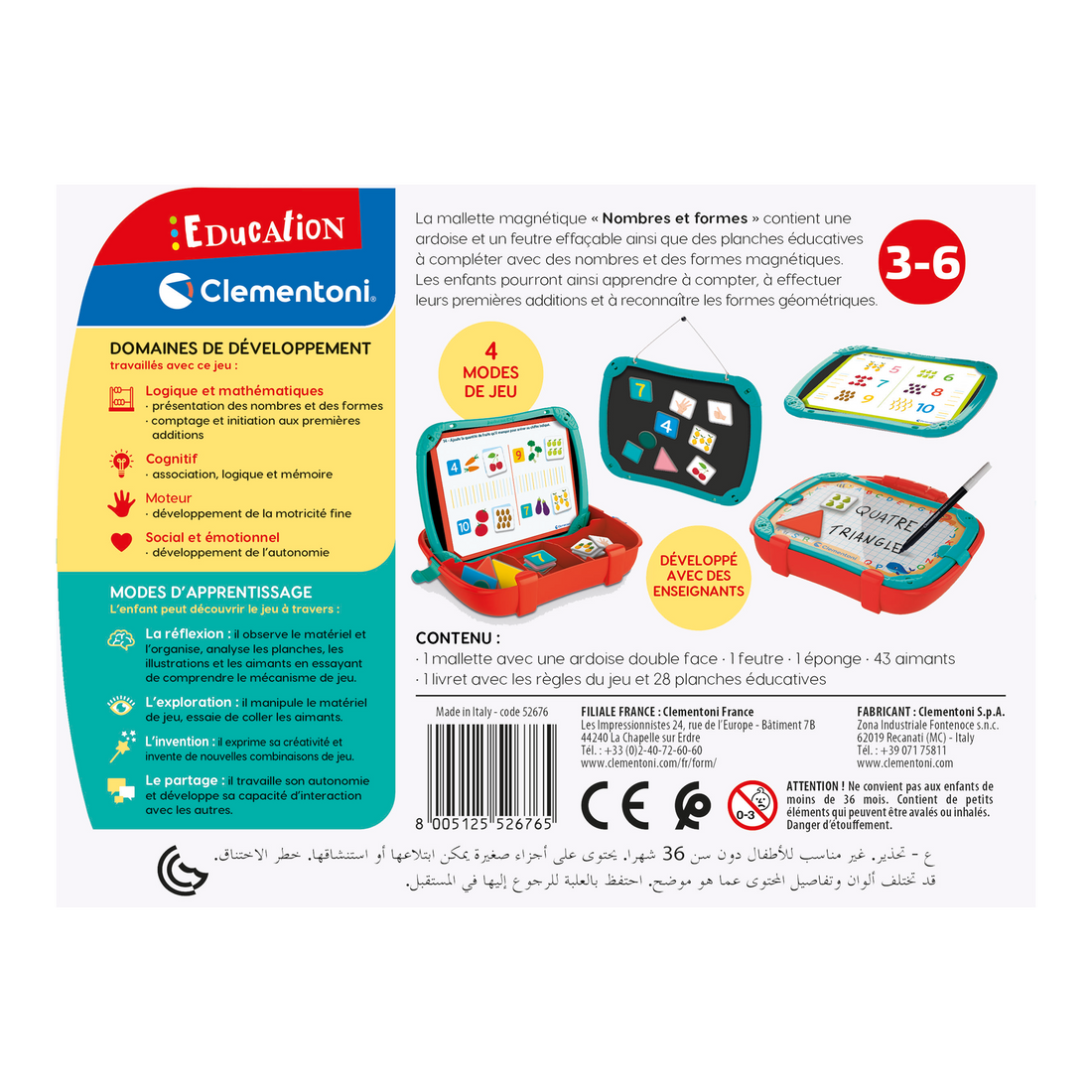 ÉTUI MAGNÉTIQUE - NOMBRES ET FORMES CLEMENTONI