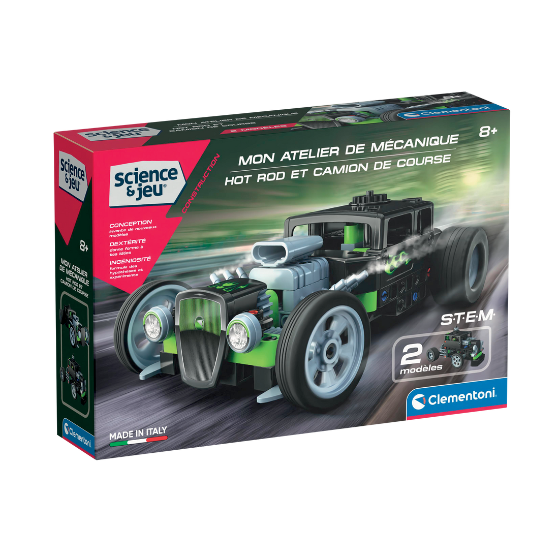 SCIENCE & JEU: ATELIER MÉCANIQUE - HOT ROD ET CAMION DE COURSE CLEMENTONI