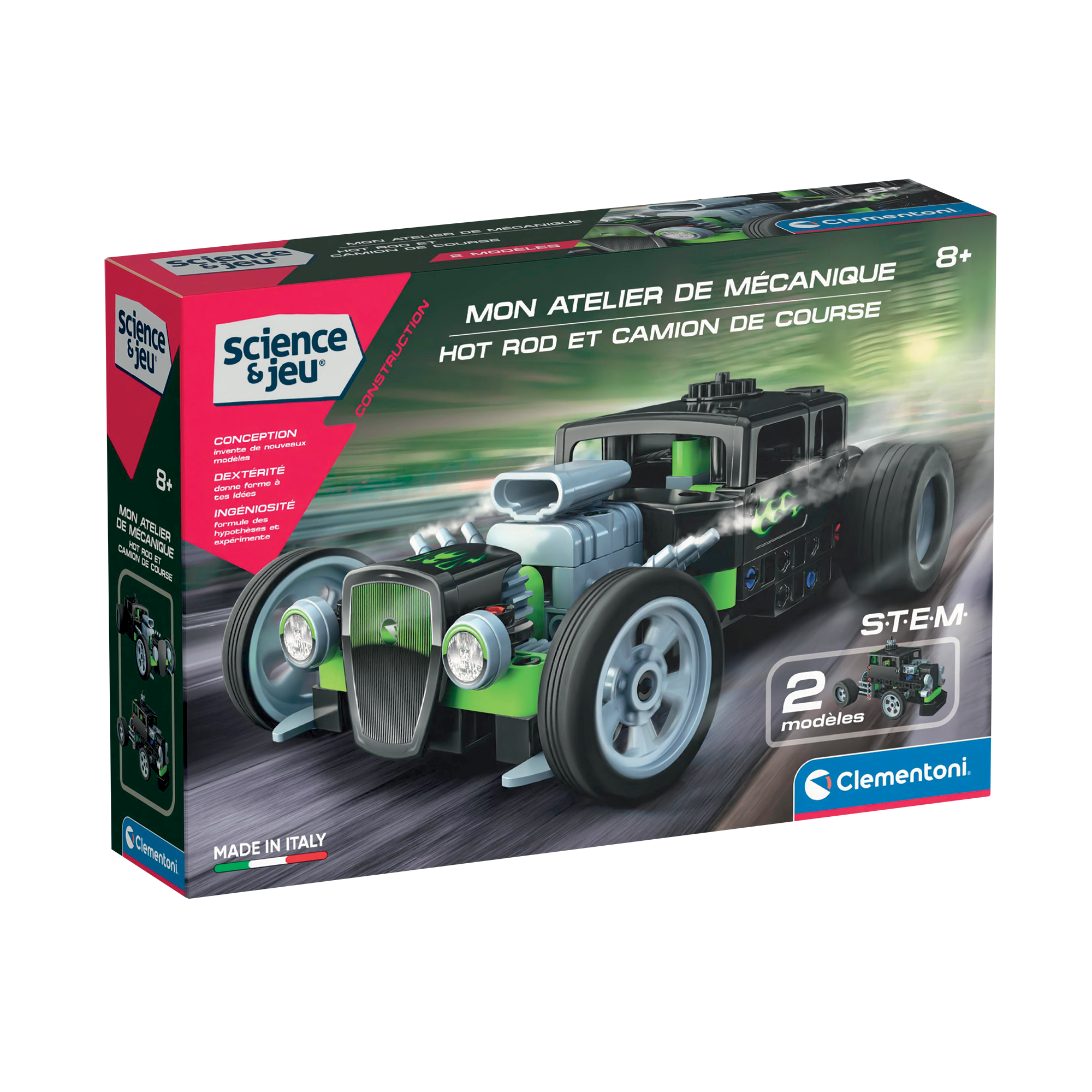 SCIENCE & JEU: ATELIER MÉCANIQUE - HOT ROD ET CAMION DE COURSE CLEMENTONI