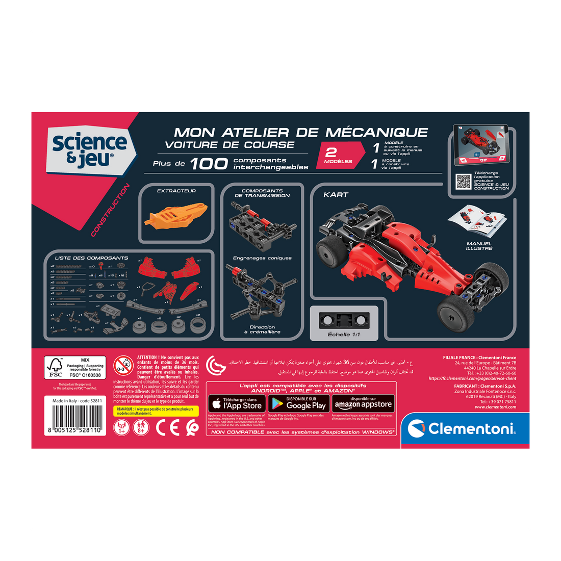 SCIENCE & JEU: ATELIER MÉCANIQUE - VOITURE DE COURSE CLEMENTONI