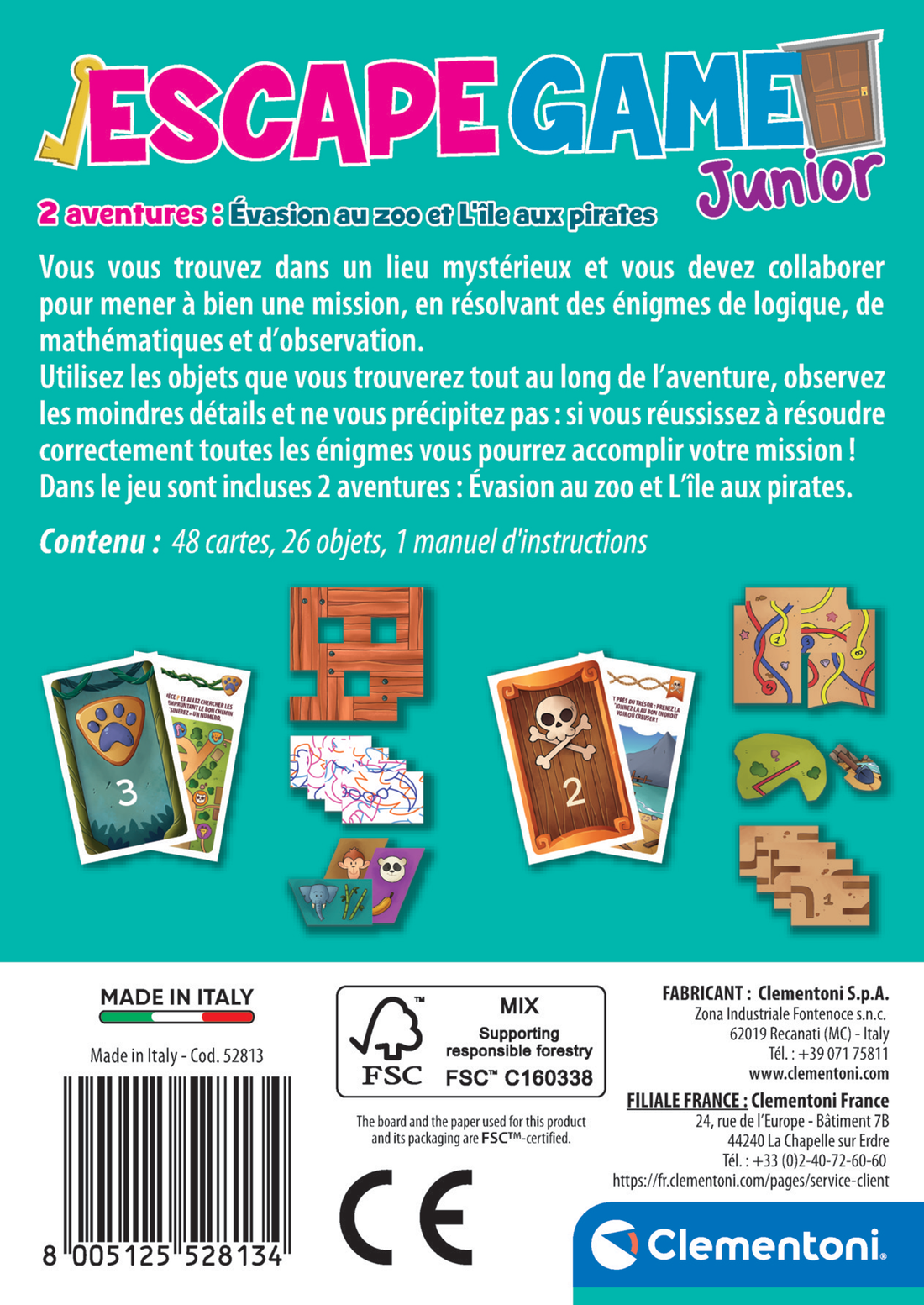 ESCAPE GAME POCKET JUNIOR - ZOO & PIRATES CLEMENTONI