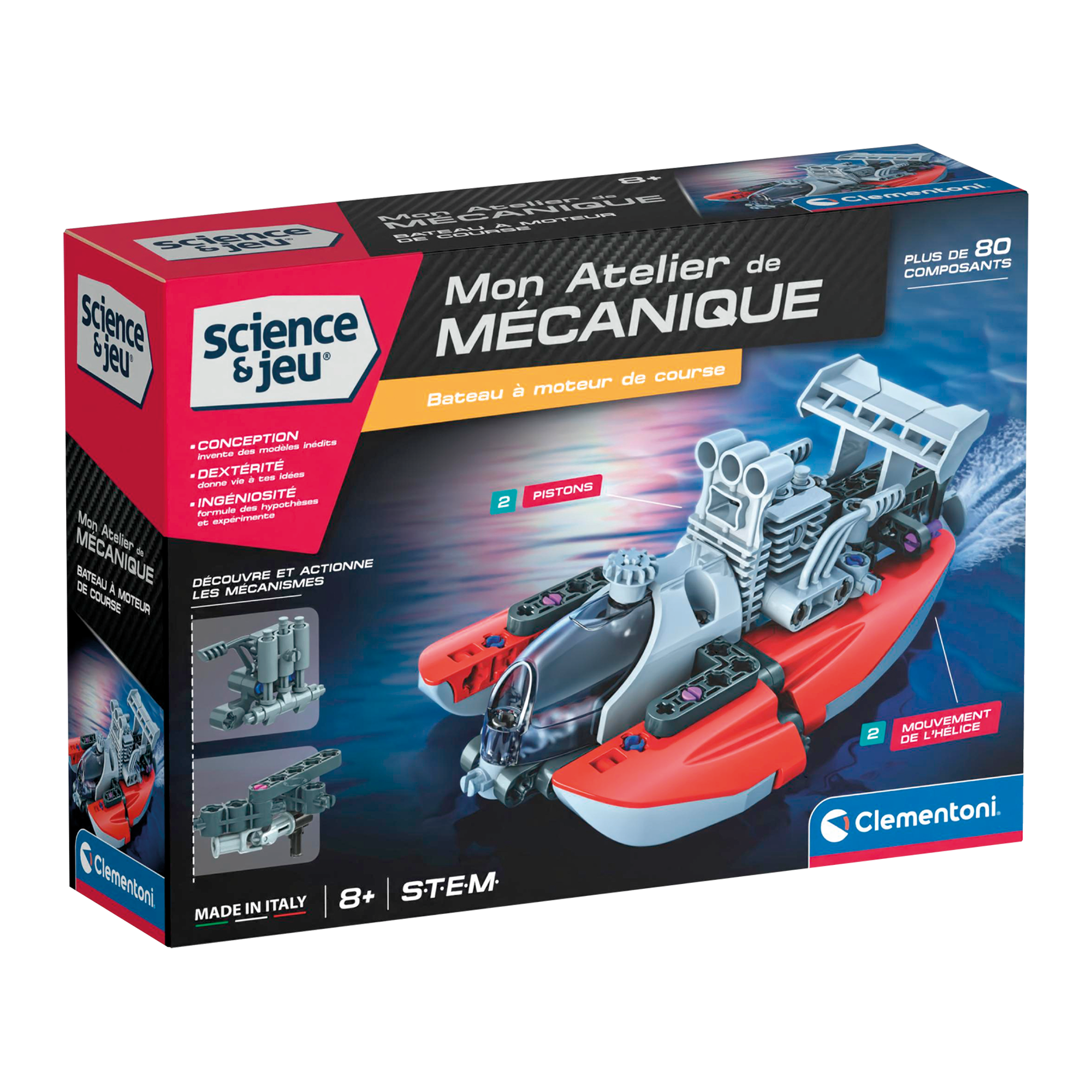 SCIENCE & JEU: ATELIER MÉCANIQUE - BATEAU À MOTEUR CLEMENTONI