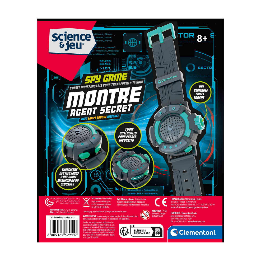 MONTRE D'ESPION AVEC CHANGEUR DE VOIX - CLEMENTONI