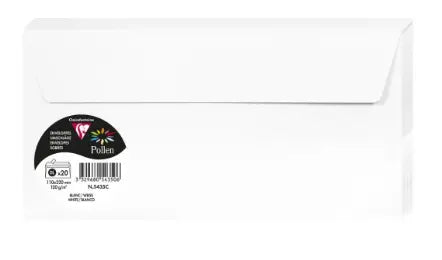 Enveloppe Blanche 210X110 120G Pqt:20 POLLEN