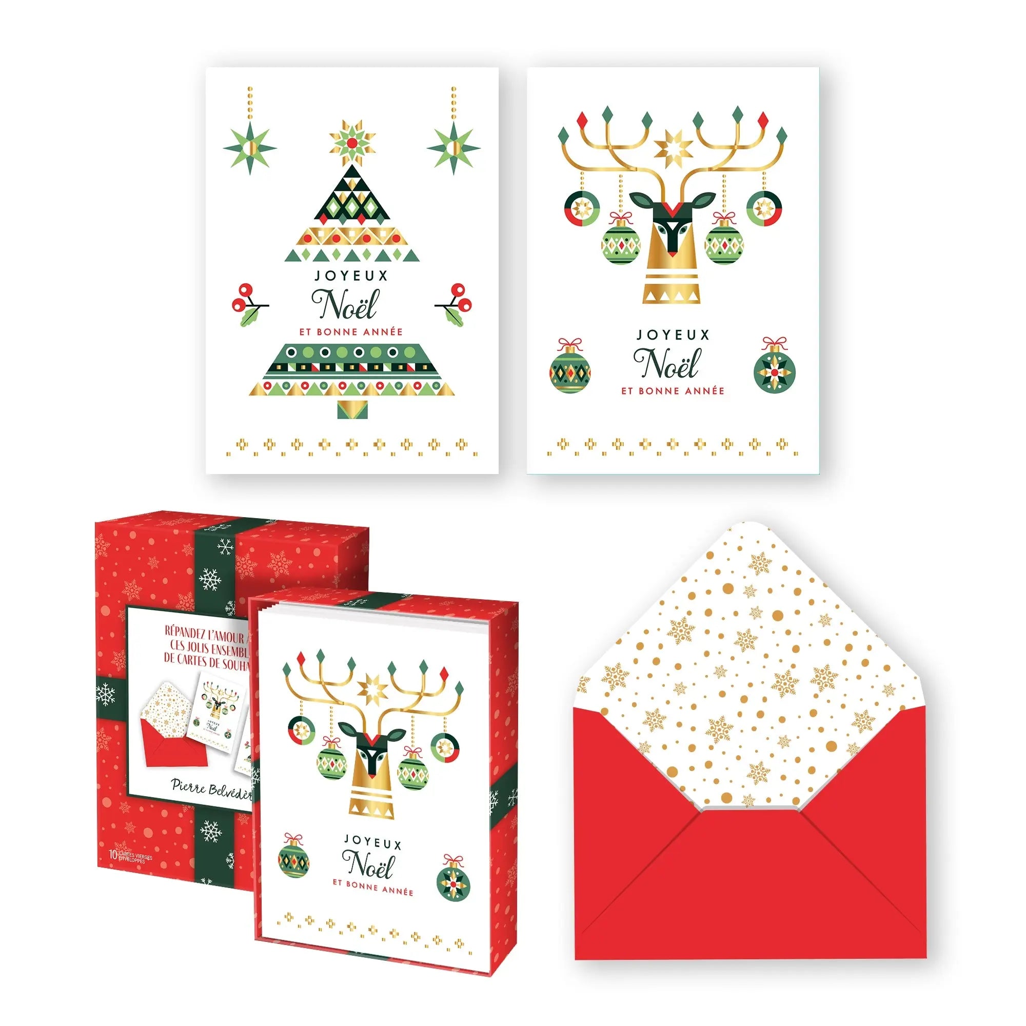 CARTE NOËL ENS./ 10 SAPIN ET RENNE MODERNE PBI AUTRES
