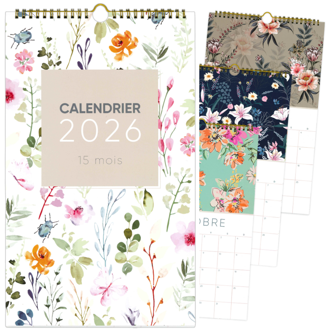CALENDRIER 15 MOIS-2026- FLEURS CLASSIQUES PBI AUTRES
