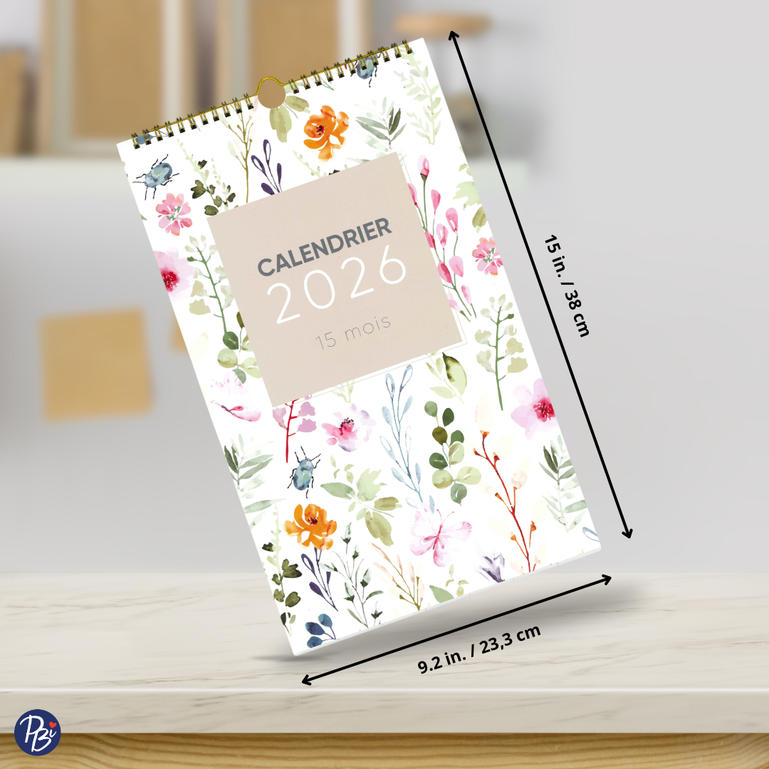 CALENDRIER 15 MOIS-2026- FLEURS CLASSIQUES PBI AUTRES