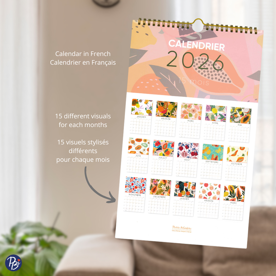 CALENDRIER 15 MOIS-2026- PAPAYE ET POMEGRENADE PBI AUTRES