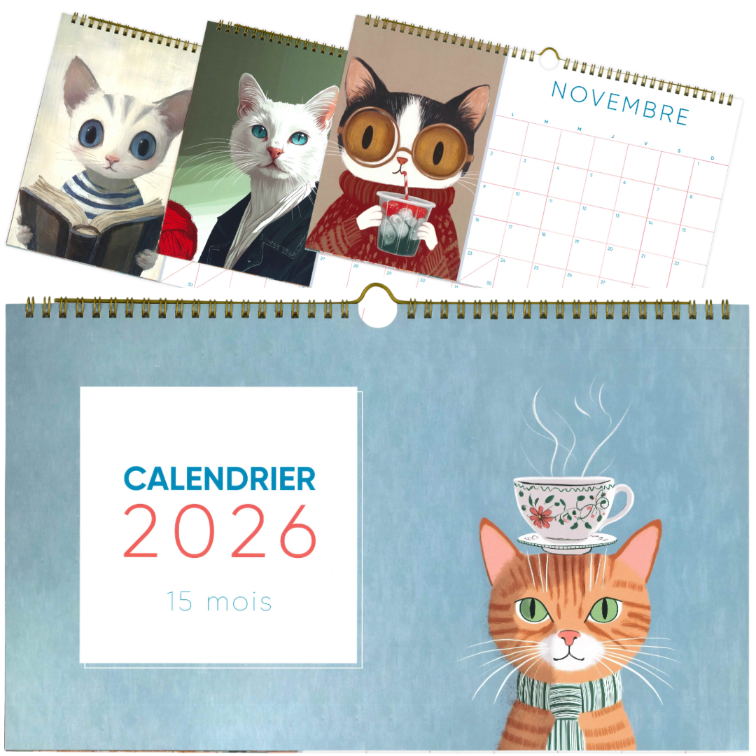 CALENDRIER 15 MOIS-2026- CHATS