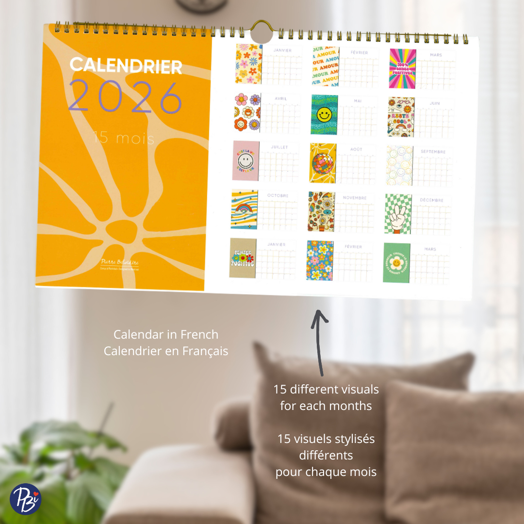 CALENDRIER 15 MOIS-2026- STYLE 70'S PBI AUTRES