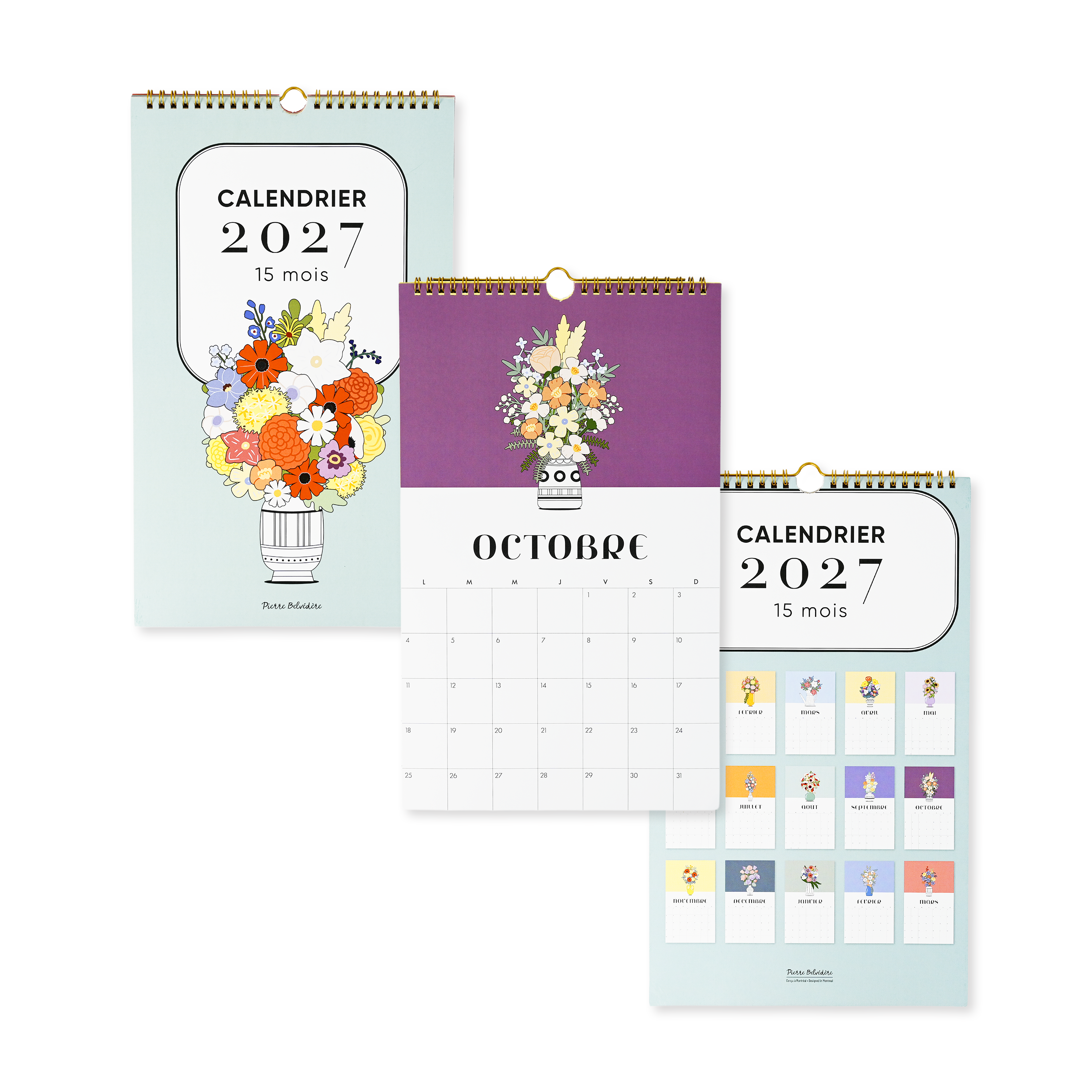 CALENDRIER 15 MOIS-2027- BOUQUETS