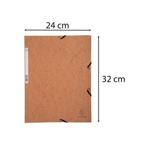 Chemise Tan à Cartes Souple 3 Rabats + Elast 9½X12½ EXACOMPTA