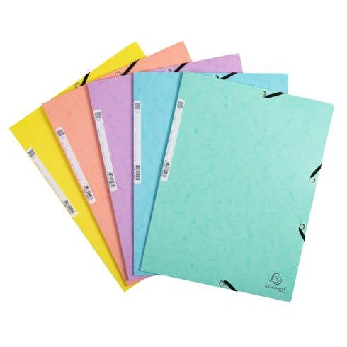 Dossier 3 rabats Elas A4 400G. Cul Aquarel. EXACOMPTA