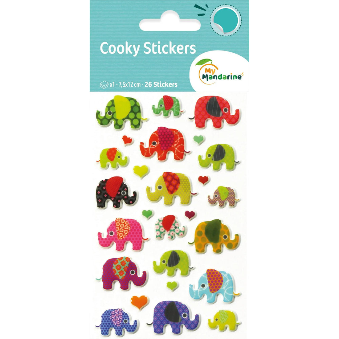 Autocollants Cooky Eléphants 18 gomettes