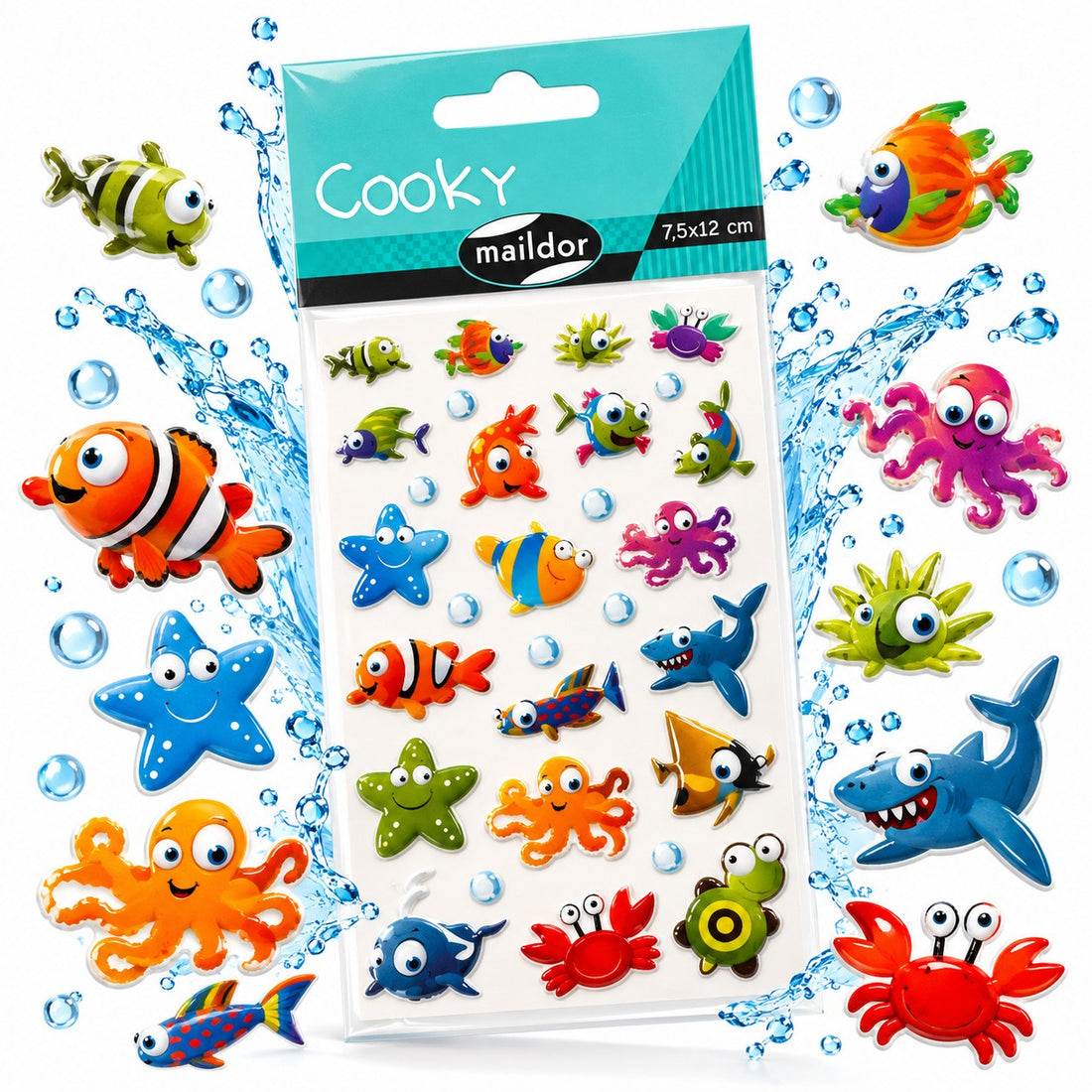 Autocollants Cooky Animaux Marins 29 gommettes - MAILDOR