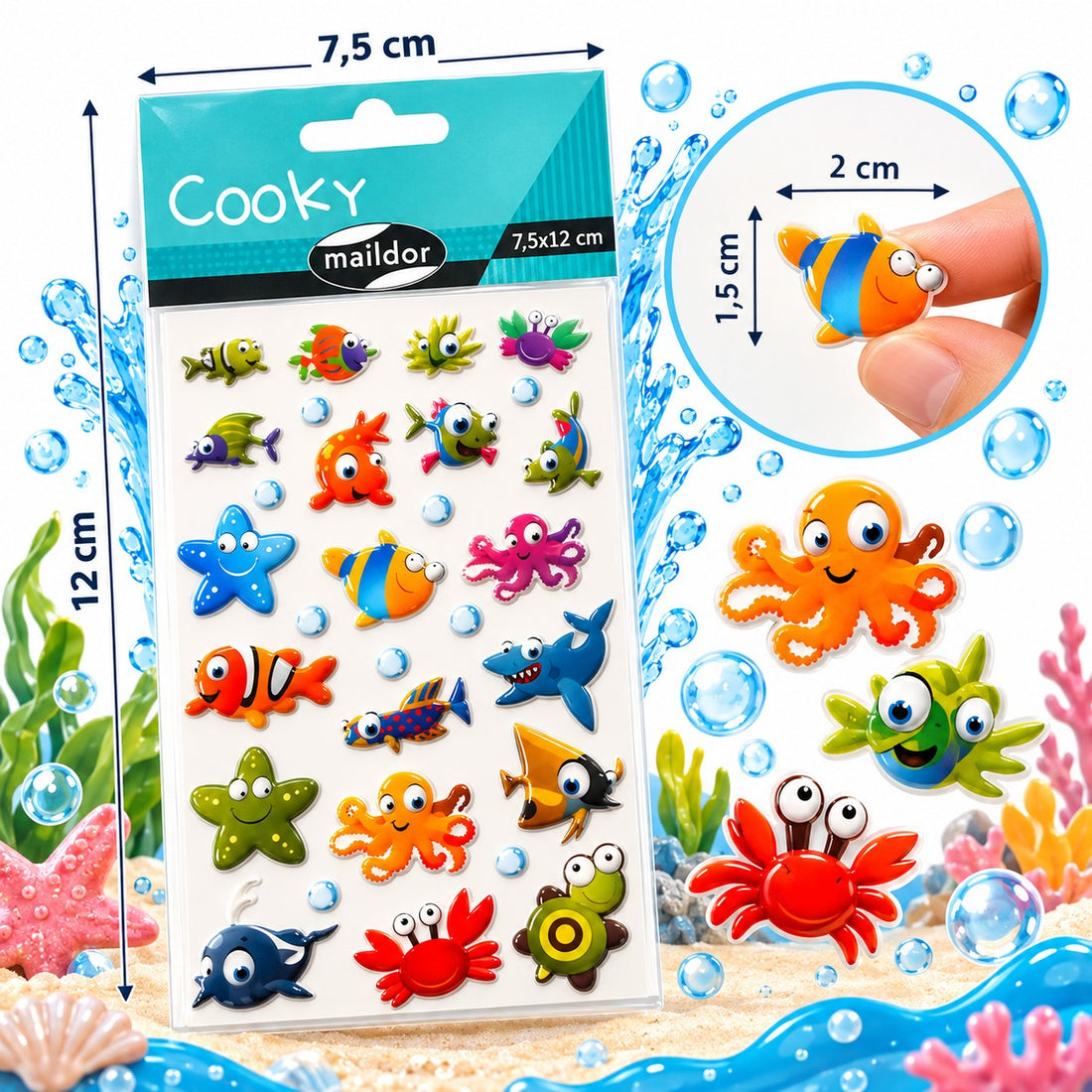 Autocollants Cooky Animaux Marins 29 gommettes - MAILDOR