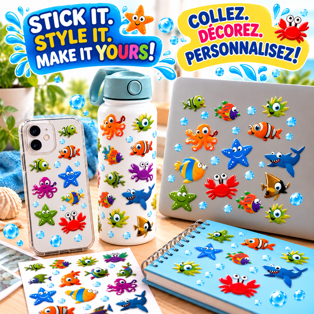 Autocollants Cooky Animaux Marins 29 gommettes - MAILDOR