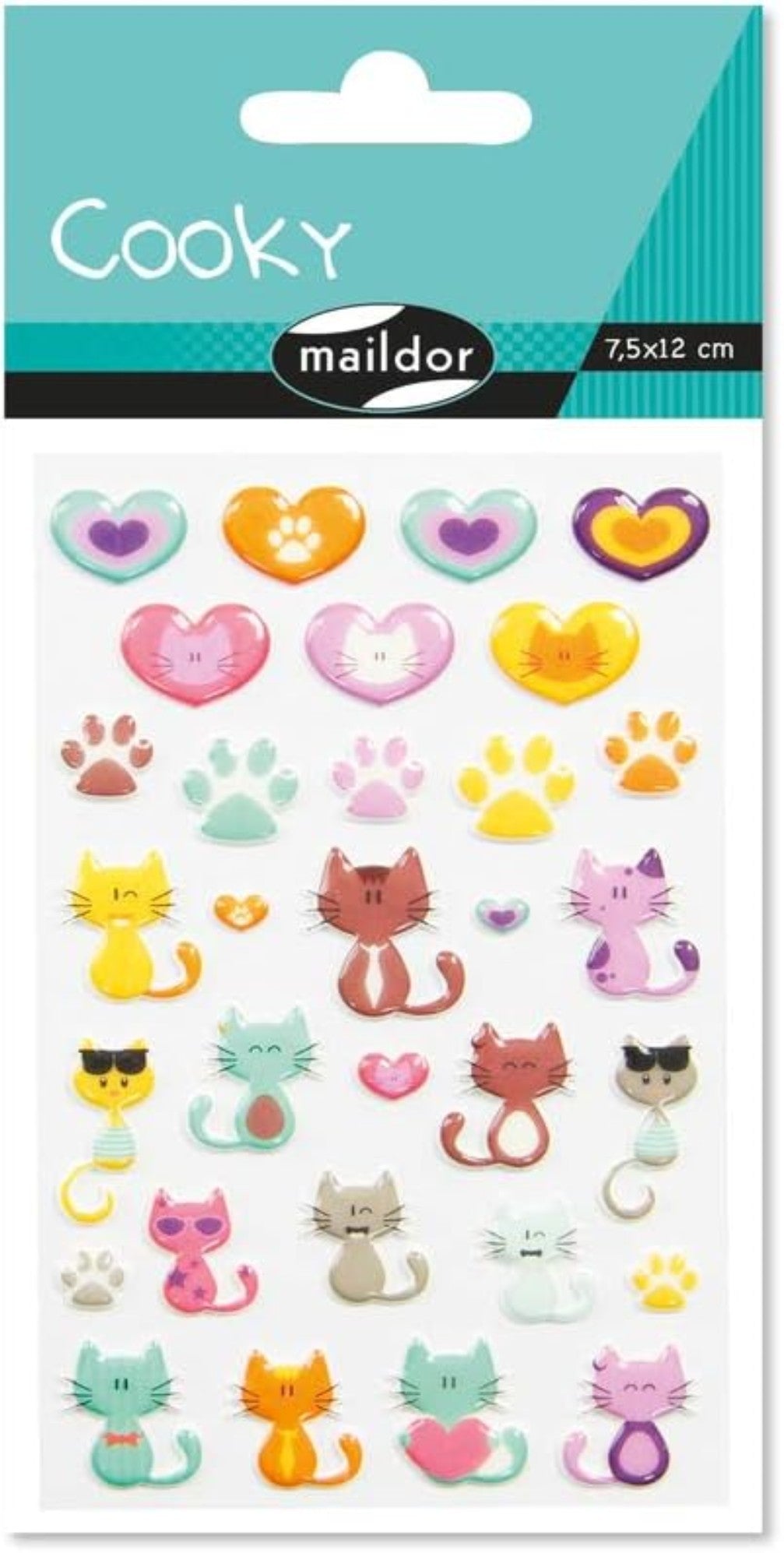 Autocollants  Cooky Chats/Coeurs MAILDOR